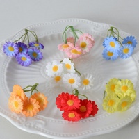 Kepala Bunga Daisy Mini Buatan dari Kain Sutra, Bunga Chamomile untuk Aksesoris Rambut DIY, Buket Pernikahan & Dekorasi Rumah