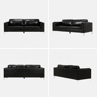 Canapé en cuir pu 3 places, mobilier de maison moderne noir durabilité DS007 en stock uniquement en gros