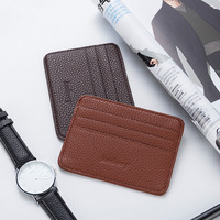 Dompet Kartu Kredit Tipis Kulit PU Baellerry Grosir, Minimalis Pria, Anti RFID, Jendela ID, Saku Depan, Sederhana