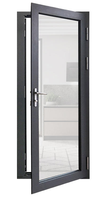 Porte battante intérieure à 180 degrés en verre, porte de magasin insonorisée en double verre trempé, porte à battant en aluminium