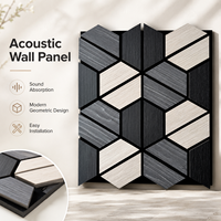 Panneaux muraux acoustiques en bois géométrique 3D écologiques en placage de bois MDF PET, panneaux décoratifs absorbants le son en fibre de polyester pour bureau
