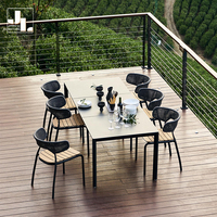 Moderno Hotel al aire libre de lujo mesa de comedor y silla de jardín Patio marco de aluminio al aire libre silla apilable muebles