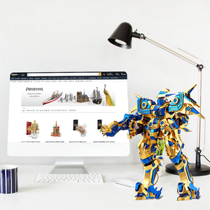 Piecececool หุ่นยนต์เมชาสีทองสีน้ำเงินชุดโมเดลหุ่นแอ็คชั่นทำจากสเตนเลส3D ปริศนาเหล็ก Sci-Fi - Product Image 5