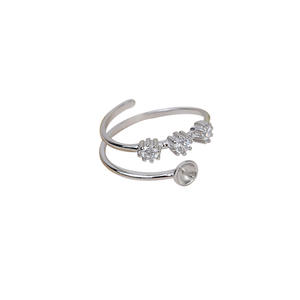 Anneau ouvert en argent S925, accessoires de bijoux en perles DIY, support vide pour anneau de cheveux et anneau de doigt, anneaux de mode 1884 - Product Image 5