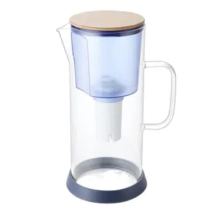 ग्लास कार्फे पीने के पानी को साफ करने के साथ ग्लास कार्फे पीने के पानी का फिल्टर पिचर जग 3.5l बांस ढक्कन आयनाइज़र मैनुअल