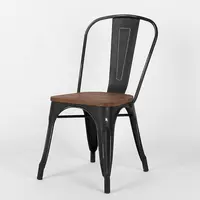 KVJ-7176 industrial black wood pad stackable cafe bar metal chair