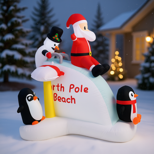 Pingüinos inflables y Santa Claus para decoración navideña de jardín, 6 pies, decoración festiva para césped y jardín. - Product Image 2