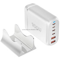 Chargeur de bureau GAN 160W de haute qualité Adaptateur de bureau de base 160W Support de bureau 160W Chargeur PD 3USB + 3Type-C