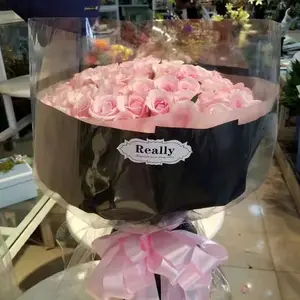 wholesale Transparent cellophane covered with floral waterproof paper and opp membrane cake baking mat base bouquet