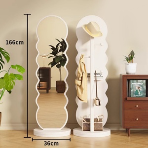 Espejo de pie irregular ondulado personalizado, espejo de cuerpo entero extragrande para diseño del hogar, espejo multifuncional con colgador - Product Image 2