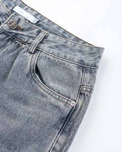 Pantalones Cargo de Mezclilla para Hombre, Cintura Alta, Lavados, Tejido Sólido, Pierna Ancha, Múltiples Bolsillos, Estilo Urbano - Product Image 3