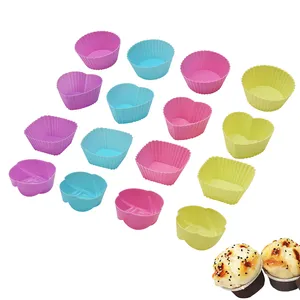 cupcakes siliconen cups Suppliers-4 Delige Set Kleurrijke Cupcake Bakvorm Mini Siliconen Muffin Cups Met Mooie Vorm