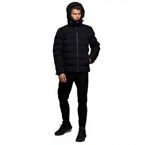 Chaqueta de Invierno para Hombre con Capucha, Acolchada, Gruesa, Cálida, Resistente al Viento, Color Negro Sólido, OEM, Venta al Por Mayor, Logotipo Personalizado - Product Image 1