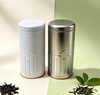Boîtes en métal rondes de haute qualité, blanches et argentées, pour le thé, emballages cylindriques scellés sur mesure pour poudre, café et thé en gros