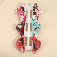 Lot de 6 pinces à cheveux carrées imprimées requin et fleurs, série Noël, pour fêtes, vente en gros, ornements capillaires de Noël