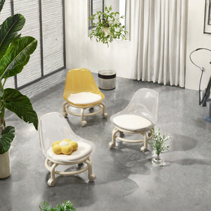 Clear Acrylic Modern Rolling <b>Stool</b>-Silent Swivel Casters <b>for</b> Home Furniture Hotel <b>Kitchen</b> & Bathroom-Noise-Sensitive Areas - Product Image 3