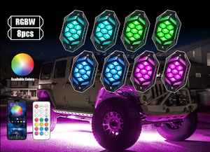 RGB RGBW <span class=keywords><strong>LED</strong></span> Rock đèn nhiều màu underbody <span class=keywords><strong>LED</strong></span> <span class=keywords><strong>Light</strong></span> Pod Kit thời gian nhấp nháy Chế độ âm nhạc cho underglow off road - Product Image 2