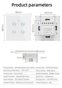Ce nhà máy trực tiếp tuya wifi thông minh treo tường chuyển đổi Glass bảng điều chỉnh với LED chỉ số cuộc sống thông minh điều khiển Alexa chuyển đổi ánh sáng - Product Image 5