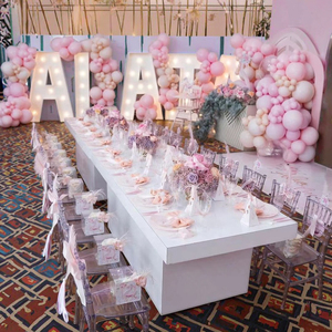 Table <span class=keywords><strong>à</strong></span> manger moderne blanche en acrylique pour enfants chaise en plastique meubles pour enfants pour salon banquets de mariage hôtels fêtes bébé - Product Image 5