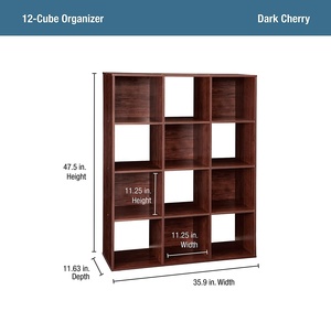 Estante de almacenamiento apilable de madera para sala de estar moderna, organizador de estantería, estantería - Product Image 6