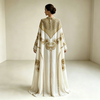 Robe de soirée maxi caftan lourde et élégante, ornée de perles, de luxe léger, coupe ample, pour femme