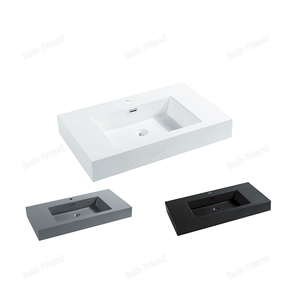 <span class=keywords><strong>Lavabo</strong></span> Rettangolare Moderno in Pietra Artificiale Lucida Bianca, Facile da Pulire, per <span class=keywords><strong>Bagno</strong></span>, <span class=keywords><strong>Dimensioni</strong></span> 60-120cm - Product Image 1