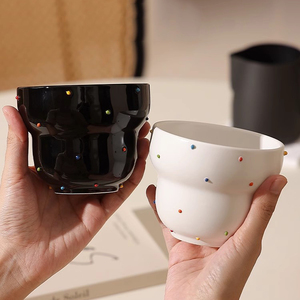 Wholesale Aesthetic Polka Dot <b>Ceramic</b> Mug Gourd Shaped Coffee <b>Cup</b> for Latte - Product Image 3
