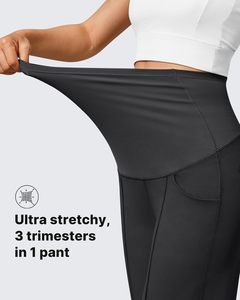 Loose <strong>Maternity</strong> Dress Yoga Pants with Pockets Over the Belly Stretchy Pregnancy Wide Leg Lounge <strong>Trousers</strong> - Product Image 5