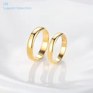 Индивидуальные Высококачественные однотонные золотые обручальные кольца, ювелирные изделия для женщин и мужчин, однотонное Золотое кольцо 18k