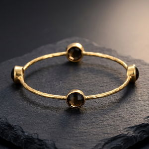 Handmade Brass Gemstone <b>Bangle</b> <b>Bracelet</b> with Round Orange Gemstone Gold Plated Casual Sporty Unisex <b>Bracelet</b> for Anniversary - Product Image 3
