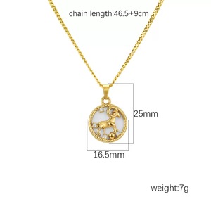 Collar de Lujo con Amuleto del Zodiaco <span class=keywords><strong>Aries</strong></span>, Acero Inoxidable Dorado, Incrustaciones de Madreperla y Circonita, Colgante de Ramo, Joyería, Regalo de Cumpleaños para Ella - Product Image 6