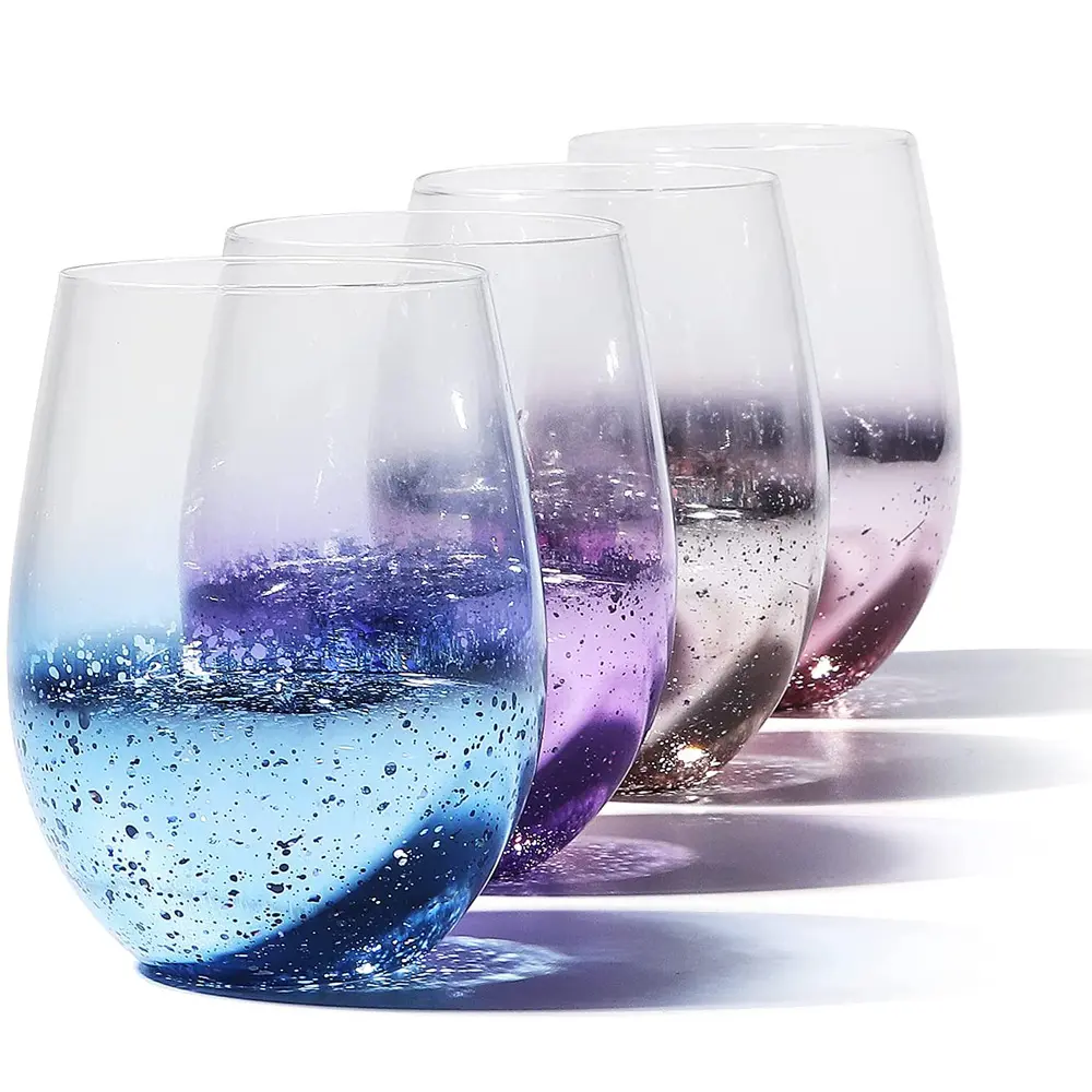 18 oz starry sky Cup theme premium shiny transparent handle free wine cup beverage juice glass water cup