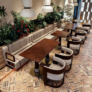 Set di Tavoli e Sedie in Legno Bianco per Caffetteria e Ristorante, Divano per Bar - Product Image 1