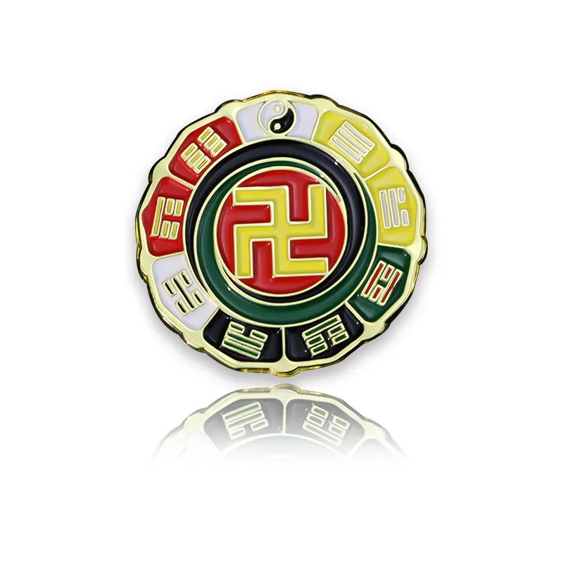 Wholesale custom Chinese culture corporate logo pin gossip array copper coin badge lapel pin metal enamel pin custom