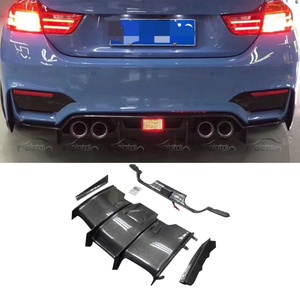 PSM Style Carbon Fiber Rear Bumper Lip with Shark Fin Spoiler Protector <b>Splitters</b> New Condition for BMW F80 M3 F82 F83 M4 - Product Image 4