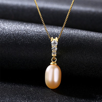 Collar de perlas de agua dulce de plata esterlina 925 chapado en oro de 18 quilates