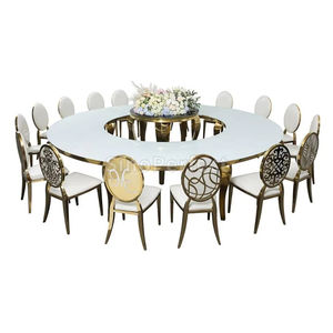 High Quality Wedding Furniture Stainless Steel Top Dining Table Restaurant <b>Gold</b> Metal Luxury Wedding Table - Product Image 1