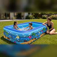 Kolam Renang Tiup PVC untuk Anak dan Keluarga, Kolam Bermain Air Multi-Ukuran dengan Bantalan Gelembung atau Dasar Datar yang Diperkuat