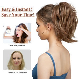 Nuevo Diseño de Pinza de Pelo Sintética con Clip, <span class=keywords><strong>Postizo</strong></span> de <span class=keywords><strong>Moño</strong></span> Despeinado, Cola de Caballo Recta, Extensiones de Cabello Cortas con Metal Flexible - Product Image 6