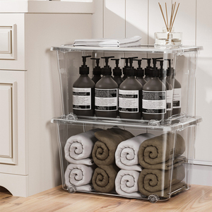55L Hộp nhà bếp lớn Stackable nhựa trong suốt lưu trữ hộp nắp - Product Image 4