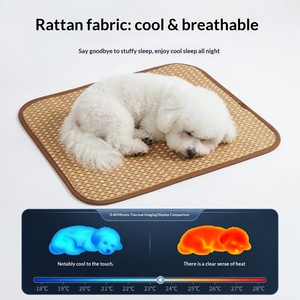 Alas Tidur Pendingin Hewan Peliharaan Musim Panas Modern, Anyaman Rotan Alami untuk Anjing & Kucing, Bernapas & Menyerap Panas - Product Image 3