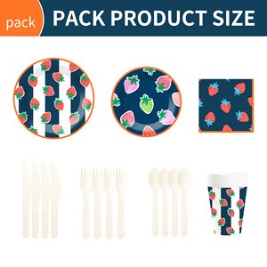 Juego de Vajilla Desechable DAMAI con Diseño de Fresas para Fiestas de Verano, Cumpleaños y Eventos Infantiles, Incluye Platos de Papel, Servilletas y Mantel - Product Image 6
