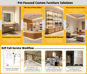Comptoir de luxe en marbre pour animalerie, décoration intérieure professionnelle pour salon de toilettage pour animaux, conception réaliste - Product Image 3