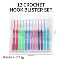 Ensemble de 12 aiguilles à crochet en métal avec poignées numérotées, kit de couture durable pour les projets de tricot et de crochet