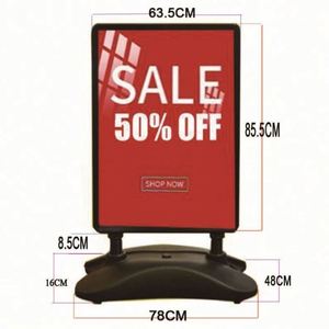 <b>Cheap</b> Modern Aluminum Double-Sided A-<b>Frame</b> Snap Open Portable Washable Advertising Pavement Sign Stand Wheels Square Shape - Product Image 2