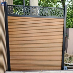 Clôture <span class=keywords><strong>en</strong></span> <span class=keywords><strong>treillis</strong></span> composite WPC de luxe au design personnalisé avec <span class=keywords><strong>treillis</strong></span> supérieur - Product Image 3