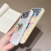 Coque de protection Lichicase motif floral miroir cœur pour Honor X7E X7E Plus 600 avec protection d'appareil photo intelligent
