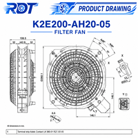 Ventilateur axial à haut débit d'air K2E200-AH20-05, ventilateur de refroidissement industriel, solution de ventilation à faible bruit, application d'équipement HVAC