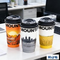 Gobelet à café jetable texturé à double paroi en papier biodégradable noir mat avec logo personnalisé, faible MOQ, pour la vente à emporter