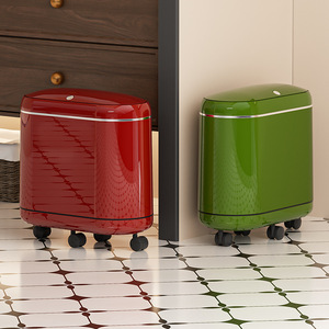 Oval Trash Can With Lid And Wheels For Bathroom And Living Room 1.5kg Indoor Use - Product Image 2